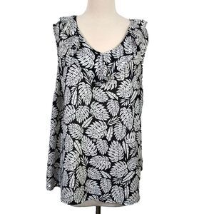 Terra & Sky Ruffle Tank Top Shirt Womens Plus Size 2X Sleeveless Flowy V Neck